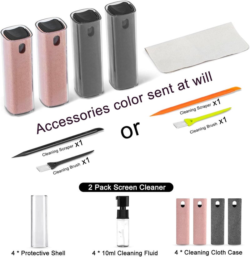 walrfid 4Pcs Car Screen Cleaner, Computer Screen Cleaner Spray and Wipe, Laptop Cleaner Kit for Cleaning iPad, iPhone, Cellphone, Monitor, Macbook Pro, Car Display, Electronic Device Screen, Grey Pink - Image 3